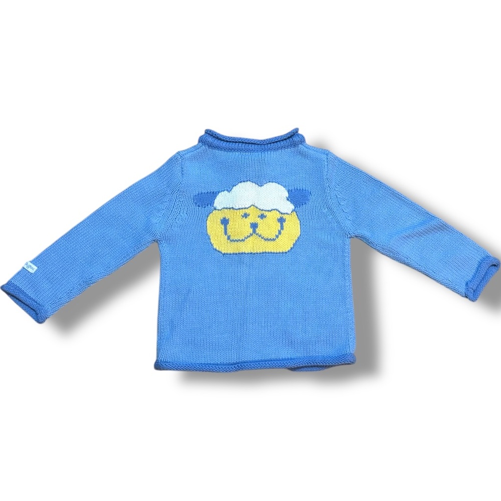 New Gagou Tagou Blue Lamb Cardigan Sweater Zip Up Esster Kids Boy Girl 12M